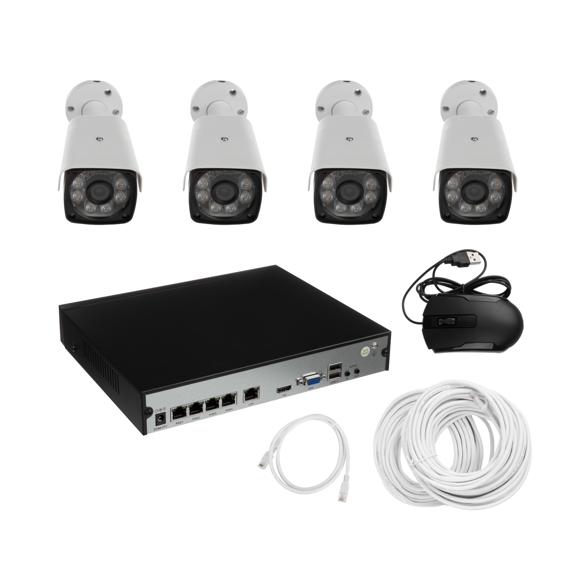 Комплект IP видеонаблюдения на 4 камеры