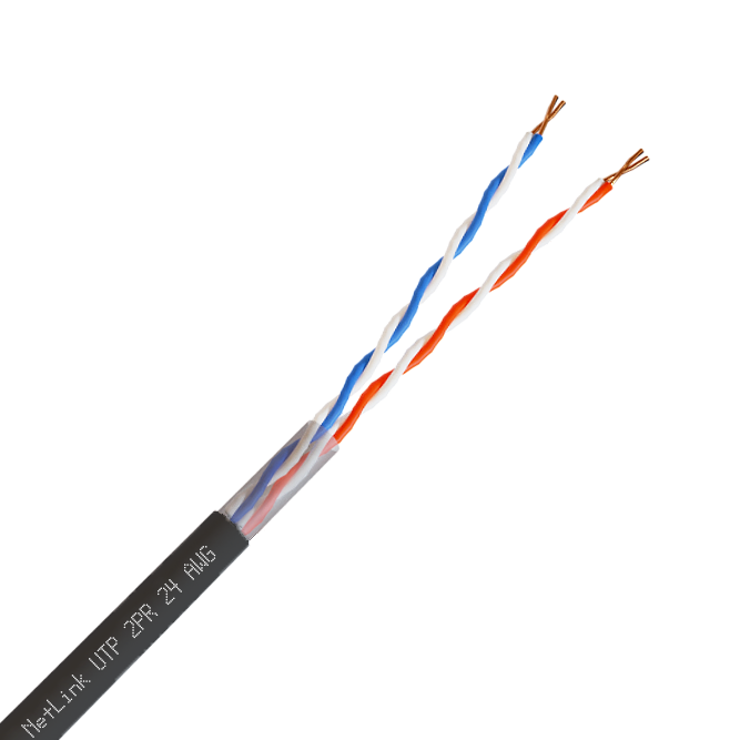 Кабель UTP 2PR 24AWG CAT5 305м. черный внешний